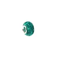 Macro detail of emerald green ice crackle crystal bead with a polished silver metal core - Malachite green