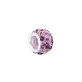 Pink rhinestone clay bead charm with silver metal core for DIY jewelry making - 7mm*11mm / Light Purple