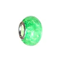 Macro view of a green ice-cracked resin bead with a polished silver metal core for DIY bracelets - Fluorescent Green