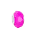 Faceted rose pink acrylic large hole charm bead with silver metal core for DIY bracelets - Rose Pink