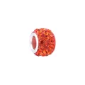 Orange pavé rhinestone clay beads with silver metal core for DIY jewelry making - 7mm*11mm / Orange Red