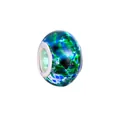 Ink style glass charm bead with blue and green patterns for DIY charm bracelets - 14mm / Blue Green Black Splatter (1)