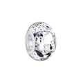 Macro detail of marble pattern glass charm bead with silver metal core for DIY bracelets - 14mm / White With Black Dots (2)