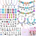 Kit de manualidades de 96 piezas para joyas infantiles con cuentas, colgantes y bolsa de regalo - Kit de Combinación de Cisne de Dibujos Animados