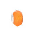 Close-up of faceted orange acrylic charm bead with silver core for DIY jewelry - Orange