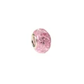 Close-up of pink ice-cracked resin bead with silver metal core for DIY bracelets - Light Purple