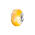 Yellow and white cloud pattern resin large hole bead charm with silver metal core - Yellow White Marble