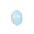 Macro detail of a faceted light blue acrylic bead with silver metal core rings - Light Blue