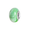 Detail of green and white marble resin bead with silver metal core for DIY bracelets - Green & White Marble
