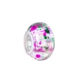 Macro detail of ink-style glass bead with purple accents and silver metal core - 14mm / Purple Red Green Splatter (8)
