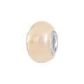 Macro detail of beige faux opal bead with silver metal core for DIY charm bracelets - Normal Specification / Beige