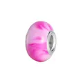 Detailed view of pink and white resin large hole bead charm for DIY bracelet making - Pink White Marble
