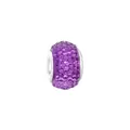 Macro shot of purple crystal paved resin charm bead with silver metal core endings - Standard Spec / Purple (11)