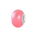 Vibrant pink faux cat-eye glass bead with silver metal core for DIY charm bracelets - Normal Specification / Deep Pink