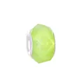 Faceted light green acrylic charm bead with silver metal core for DIY bracelet - Light Green