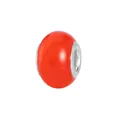 Polished red glass bead with silver metal core for DIY charm bracelets jewelry - Normal Specification / Red