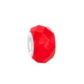 Perle rouge à facettes en acrylique avec centre argenté pour bracelet DIY tendance - Rouge Foncé
