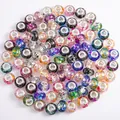 DIY colorful murano glass large hole beads with silver metal cores for bracelet making - 14mm / Multicolor