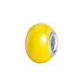 Polished bright yellow faux pearl large hole bead for DIY jewelry and charm bracelets - 100pcs Pack / Yellow