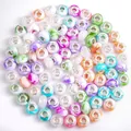 Mix of colorful resin large hole beads with metal core for DIY bracelets and necklaces - Multicolor