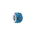 Blue clay bead with pavé crystals and large metal hole for DIY jewelry making - 7mm*11mm / Peacock Blue