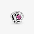 Silberner gewebter Anhänger mit leuchtend pinkem Edelstein für DIY Armbänder - Rosa