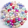 Glänzende mehrfarbige Großloch-Perlen für die DIY-Armband-Schmuckherstellung - 100er Pack / Gemischte Farben