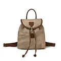 Retro contrast color large capacity backpack with matte finish and leather trim - Gray