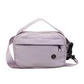 Sac bandoulière en nylon violet clair minimaliste avec poche zippée et logo en métal - Violet
