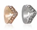 DIY rhinestone triangle beads for jewelry making in polished gold and silver finishes - Triangle Heart Style / Gold/Silver