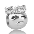 Silver princess charm bead with crown and sparkling zircons for DIY bracelets - Silver