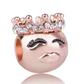 Rose gold princess charm with closed eyes and sparkling crown for DIY bracelets - Rose Gold