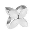 Polished silver alloy four-petal flower bead with white inlay for DIY bracelets - White