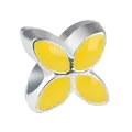 Silver alloy flower charm bead with yellow enamel inlay for DIY jewelry bracelet making - Yellow
