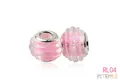 Close-up of pink crystal large hole charms with S925 silver core for DIY bracelets - Pink Glitter (RL-04)