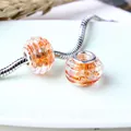 Pink crystal style glass charms with gold foil flakes and large silver metal core - Amber Orange Gold Foil (RL-06)
