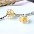 Pink crystal DIY bead with gold foil and threaded texture on silver snake chain - Irregular Gold Flakes (RL-08)
