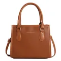 Bolso de mano en cuero marrón con asas y correa ajustable para hombro mujer - Marrón