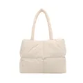 Borsa tote trapuntata bianco crema con manici imbottiti e finitura lucida - Bianco