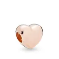 Polished rose gold heart-shaped charm bead with side holes for charm bracelets - Heart Style / Rose Gold