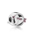 Cupid's arrow bead charm with heart shape and pink crystals for DIY bracelets - Heart with Arrow / Silver