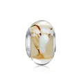 Translucent glass bead charm with baby footprints pattern and S925 silver metal core - Murano Glass / S925 Silver Core