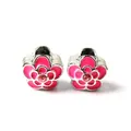 Rosa Emaille Blumenanhänger mit Kristallen für DIY-Schmuck auf weißem Hintergrund - Rosa