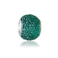 Detail of faceted green resin candy bead with a large silver hole for DIY bracelets - Dark Green