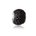 Macro shot of black pavé crystal bead with silver core for DIY bracelet making - Black
