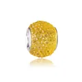 Sparkling yellow crystal pavé large hole bead with silver metal core for DIY bracelets - Yellow