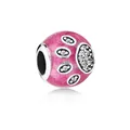 Charm a zampa di cane in smalto rosa con cristalli lucenti per bracciali DIY - Rosa Rossa