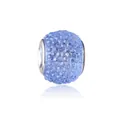 Light blue pave crystal charm bead with silver core for DIY bracelet assembly - Sky Blue