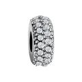 Charm distanziatore in argento S925 pavé con zirconi scintillanti per bracciali DIY - Bianco