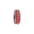 Charm in argento con pietre rosse e doppia fila di cristalli brillanti incastonati - Rosso